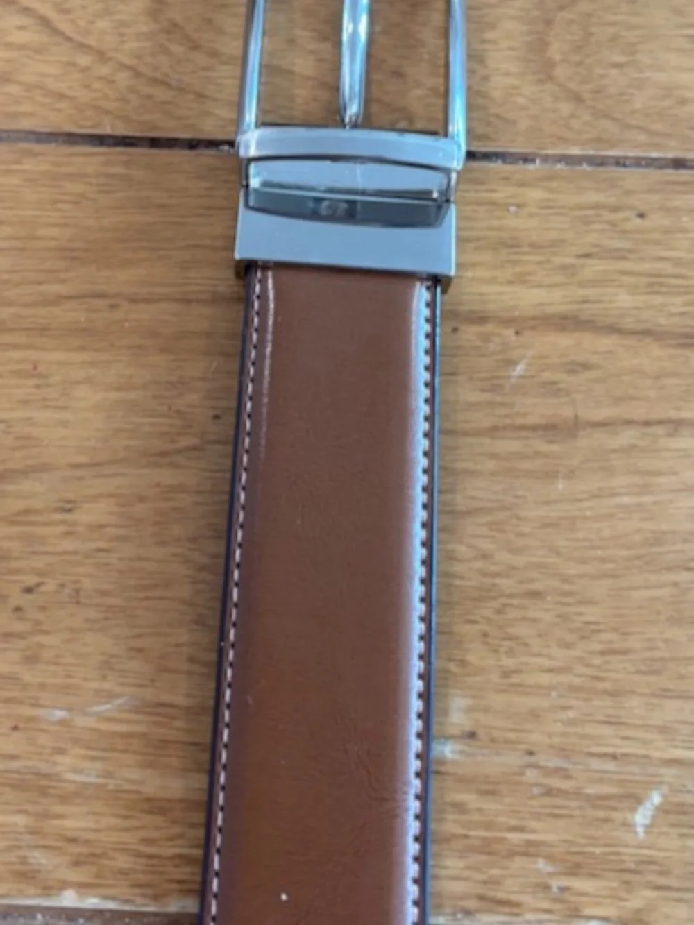 Boys Brown Leather Belt w/ Silver Buckle Fit Waist 22